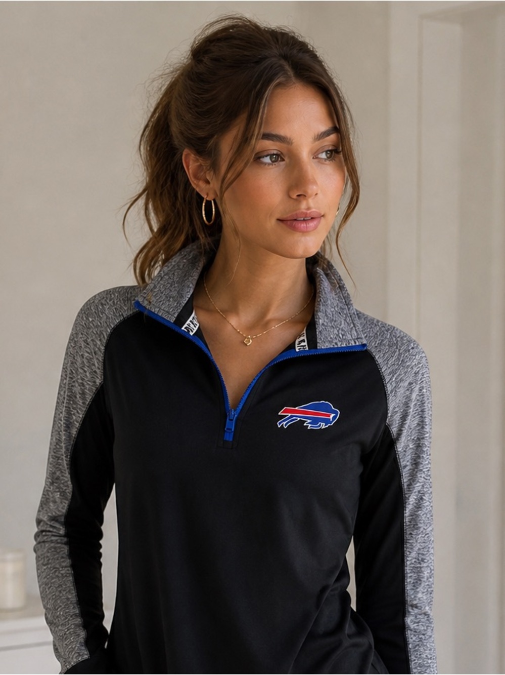 Quarter Zip Jacket Victoria's Secret PINK x NFL Collection Buffalo Bills